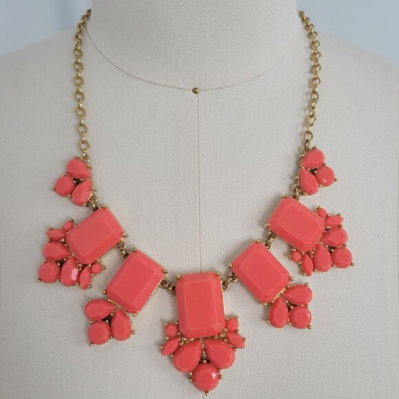 Kate Spade Daylight Jewels Statement Necklace Gold Plated Coral Epoxy Stones - Picture 1 of 12